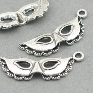 Mask Charms, Party Mask pendant beads, up to 25 pcs, Antique Silver 11X31mm CM0389S