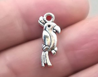 Parrot Charms, Parrot pendant beads, up to 50 pcs, Antique Silver 8X20mm CM1450S