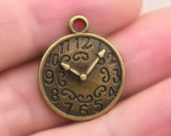 Clock Charms, Watch pendant beads, up to 12 pcs, Antique Bronze 19mm CM1273B