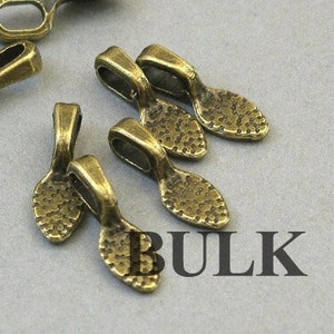BULK 80 Glue on Bails, Wholesale Small Bails, Antique Bronze 5X15mm BS01059BB