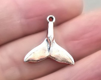 Whale Tail Charms, Whale Tail pendant beads, up to 16 pcs, Antique Silver 19X19mm CM1480S