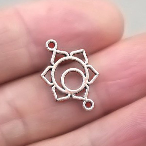 Chakra Charm Connectors, Navel Chakra Links pendant beads, Swadhisthana, up to 16 pcs, Antique Silver 13X20mm CM1347SE