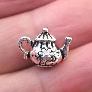Teapot Charms, Tea Kettle 3D pendant beads, up to 20 pcs, Antique Silver 12X17mm CM1717S