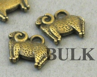 BULK 50 Sheep Charms, Wholesale Small Ram pendant beads, Antique Bronze 11X13mm CM1489B
