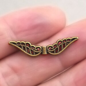 Angel Wing beads, Filigree Wing Beads, up to 40 pcs, Antique Bronze 7X31mm BD0120B