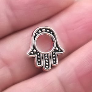 Cuentas de Hamsa, cuentas colgantes de mano de Hamsa, hasta 40 piezas, plata antigua 12X15 mm BD0036S