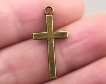 Cross Charms, Cross pendant beads, up to 12 pcs, Antique Bronze 13X27mm CM1186B