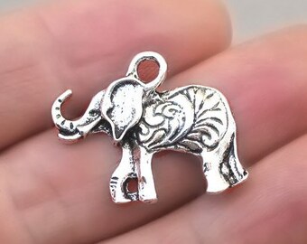 Elephant Charms, Elephant pendant beads, up to 8 pcs, Antique Silver 22X25mm CM1006S