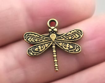Dragonfly Charms, Dragonfly pendant beads, up to 25 pcs, Antique Bronze 19X21mm CM0864B