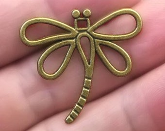 Dragonfly Charms, Dragonfly pendant beads, up to 8 pcs, Antique Bronze 28X30mm CM1420B
