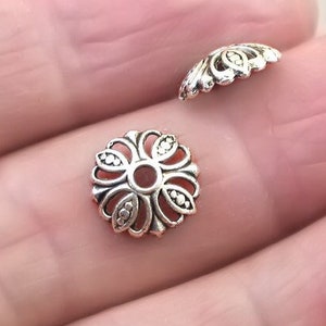 Flower Bead Caps, Leaf Bead Caps, up to 80 pcs, Antique Silver 11X3mm BD0187SC