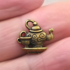 Teapot Charms, Tea Kettle Cup pendant beads, up to 30 pcs, Antique Bronze 14X16mm CM1683B