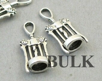 BULK 20 Corkscrew Charms, Wholesale Wine Opener pendant beads, Antique Silver 11X27mm CM0765S