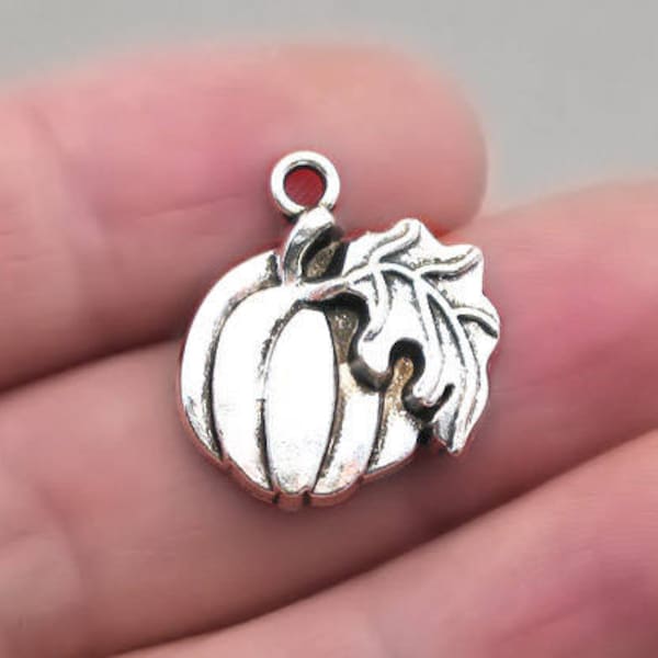 Pumpkin Charms, Halloween Pumpkin pendant beads, up to 12 pcs, Antique Silver 19X21mm CM1155S