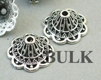 BULK 40 capuchons pour perles, 19 mm, vente en gros, argent antique BD0164S