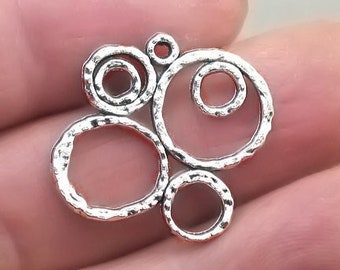 Abstract Circle Charm Connectors, Loops Link pendant beads, up to 10 pcs, Antique Silver 21X21mm CM1867S