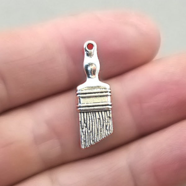 Paint Brush Charms, Brush pendant beads, up to 12 pcs, Antique Silver 9X27mm CM1464S