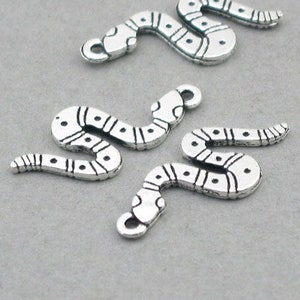 Snake Charms, Rattlesnake pendant beads, up to 30 pcs, Antique Silver 11X25mm CM1014S