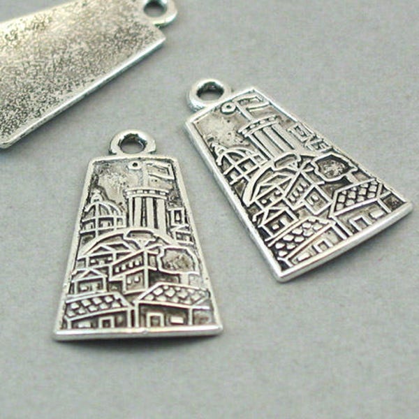 City Charms, City Skyline pendant beads, up to 10 pcs, Antique Silver 14X24mm CM1046S