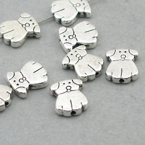 Dog Beads, Puppy Beads, up to 16 pcs, Antique Silver 9X10mm BD0082S