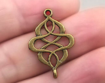 Celtic Charm Connectors, Celtic Knot Earring Connector Link pendant beads, up to 25 pcs, Antique Bronze 18X27mm CM1170B