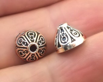 Flower Bead Caps, Bell Flower Bead Caps, up to 50 pcs, Antique Silver 7X10mm BD0212S