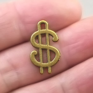 Dollar Sign Charms, Money pendant beads, up to 40 pcs, Antique Bronze 12X21mm CM1526B