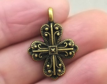 Cross Charms, Filigree Cross pendant beads, up to 6 pcs, Antique Bronze 19X27mm CM1812B