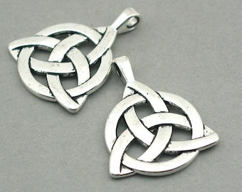 BULK 25 CELTIC Knot Charm Connectors - 18mm Silver Flower Symbol Knot