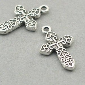 Cross Charms, Cross pendant beads, up to 15 pcs, Antique Silver 17X27mm CM0949S