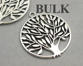 BULK 10 Tree Charms Wholesale Large Tree of Life pendant beads Antique Silver 37mm CM0090S BULK 10 Tree Charms Wholesale Large Tree of Life pendant beads Antique Silver 37mm CM0090S