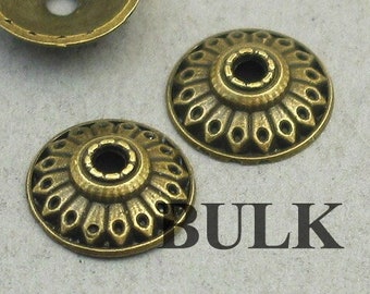 BULK 50 Flower Bead Caps, Wholesale Floral Bead Caps, Antique Bronze 14X4mm BD0269BC