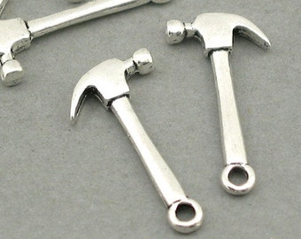 Hammer Charms, Hammer 3D pendant beads, up to 30 pcs, Antique Silver 12X25mm CM0540S