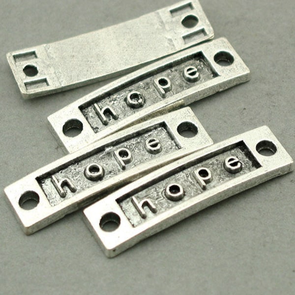 Hope Charm Connectors, Hope Link pendant beads for Bracelet, up to 8 pcs, Antique Silver 9X35mm CM0611S