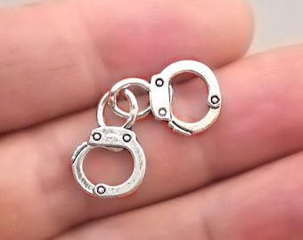 Handcuff Charm Connectors, Handcuffs Link pendant beads, up to 8 pcs, Antique Silver 12X32mm CM1284S