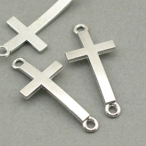 Cross Charm Connectors, Bracelet Cross Links pendant beads, up to 10 pcs, Antique Silver 17X37mm CM0515S