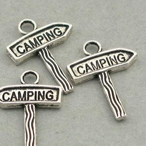 Camping Sign Charms, Camping pendant beads, up to 12 pcs, Antique Silver 17X22mm CM0532S