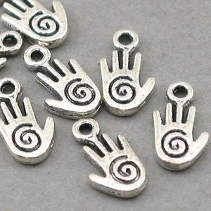 Hamsa Charms, Hamsa Hand pendant beads, up to 40 pcs, Antique Silver 8X15mm CM0565S