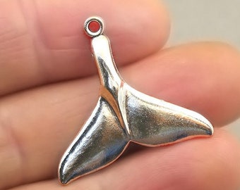 Whale Tail Charms, Whale Tail pendant beads, up to 8 pcs, Antique Silver 28X30mm CM1743S