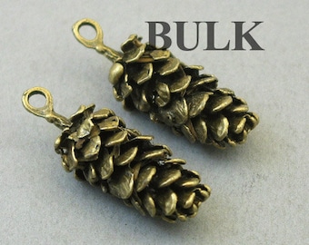 Sterling Silver 3D Small Pine Cone Dangle Charm Bead For Bead Charm Bracelet From Pine Tree