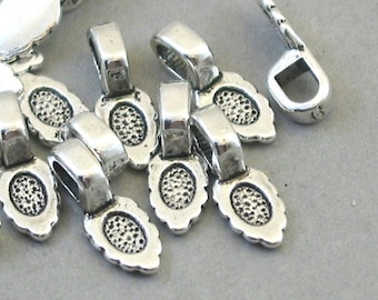 Glue on Bails, up to 20 pcs, Antique Silver 6X16mm BS01031SB
