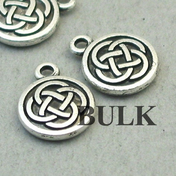 BULK 30 Celtic Knot Charms, Wholesale Irish Knot Disc pendant beads, Antique Silver 12mm CM1385SBB