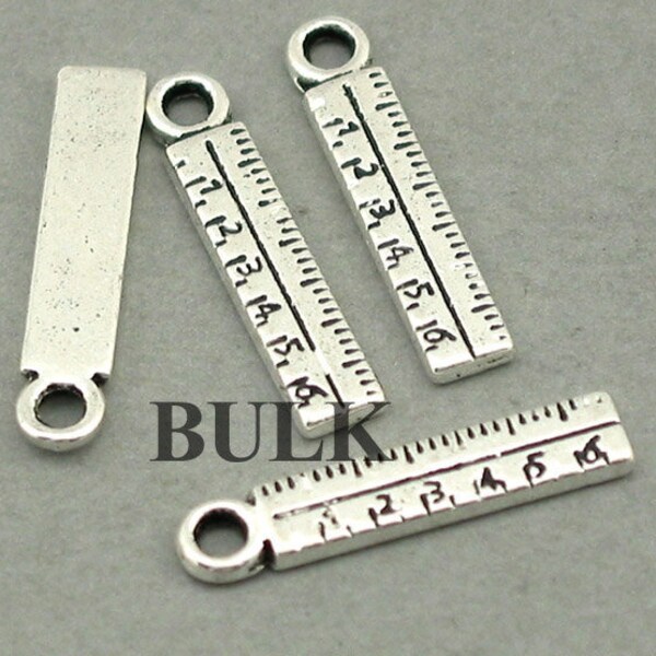 VRAC 40 breloques règle, perles pendentif règle en gros, argent antique 4X24 mm CM0537S