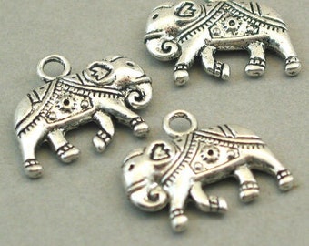 Elephant Charms, Elephant pendant beads, up to 8 pcs, Antique Silver 18X20mm CM1038S