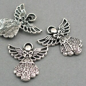Angel Charms, Fairy pendant beads, up to 20 pcs, Antique Silver 23X25mm CM0217S