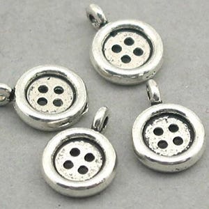 Button Charms, Button pendant beads, up to 40 pcs, Antique Silver 9X12mm CM0880S