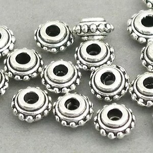 Rondelle Beads, Rondelle Spacer Beads, up to 50 pcs, Antique Silver 4X8mm BD0062S