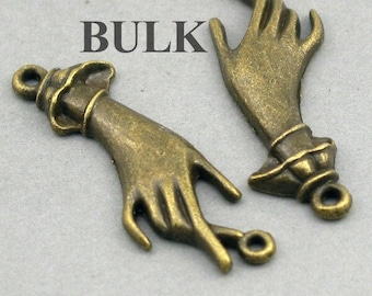 BULK 10 Hand Charm Connectors, Wholesale Hand Link pendant beads, Antique Bronze 14X44mm CM0435B