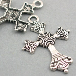 Cross Charms, Large Cross pendant beads, up to 10 pcs, Antique Silver 35X51mm CM0305S