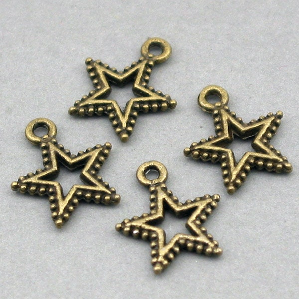Pentagram Charms, Star pendant beads, Five Point Star, up to 16 pcs, Antique Bronze 15X17mm CM0407B
